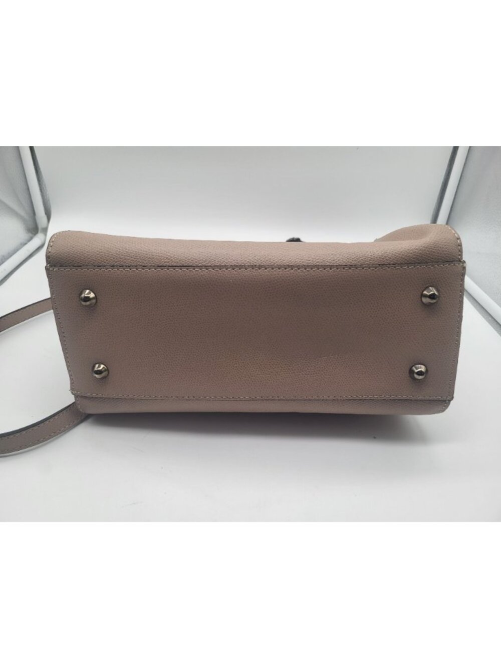Piumelli Milano Italy Double Top Handle Leather Bag Neutral Silver Tone Hardware - Picture 9 of 12
